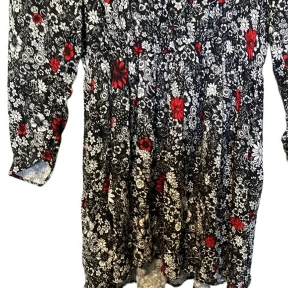 Zadig & Voltaire black, white and red floral long sleeve dress size L - Picture 6 of 9